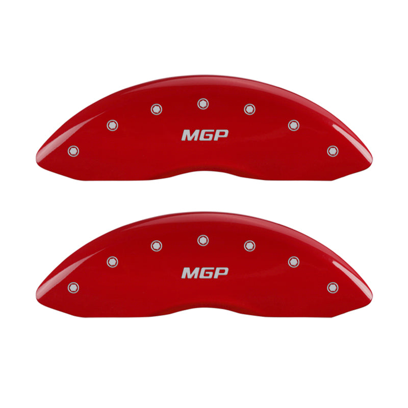 Load image into Gallery viewer, MGP 4 Caliper Covers Engraved Front &amp; Rear MGP Red finish silver ch
