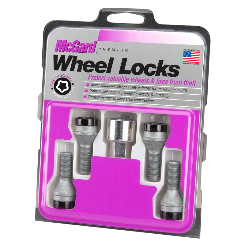 Load image into Gallery viewer, McGard Wheel Lock Bolt Set - 4pk. (Cone Seat) M14X1.5 / 17mm Hex / 31.0mm Shank Length - Black
