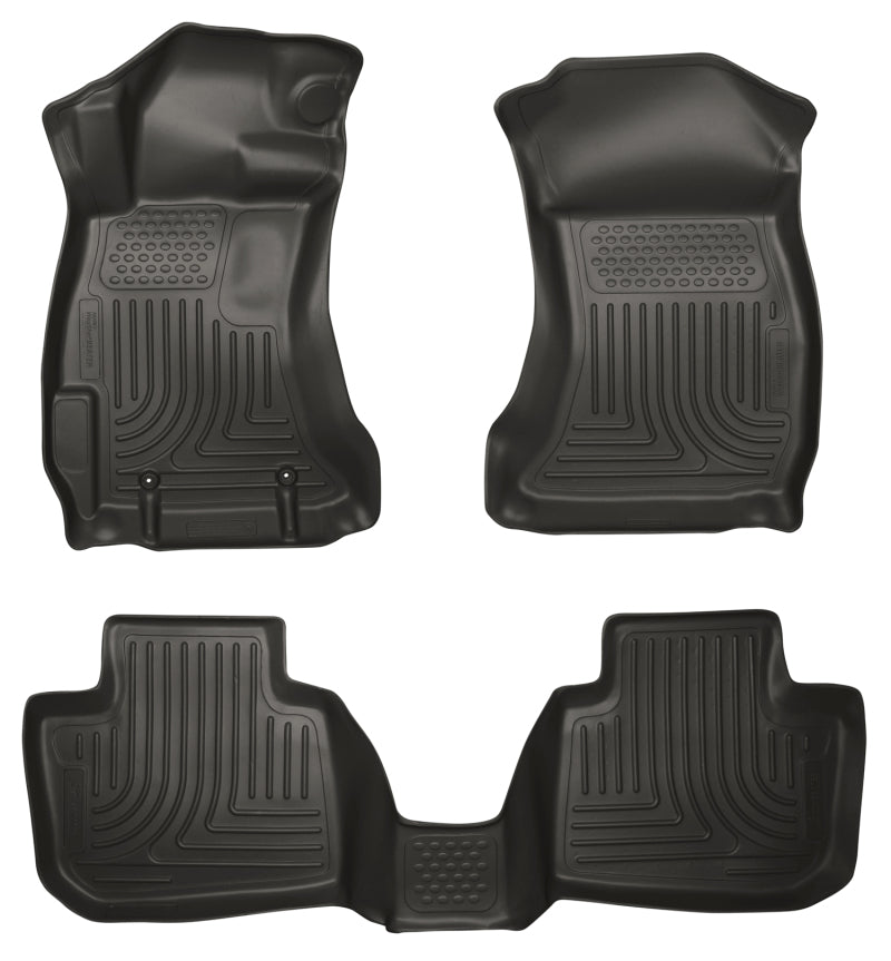 Load image into Gallery viewer, Husky Liners Subaru 12-14 Impreza/2015 WRX/STi WeatherBeater Combo Front&amp;2nd Row Black Floor Liners
