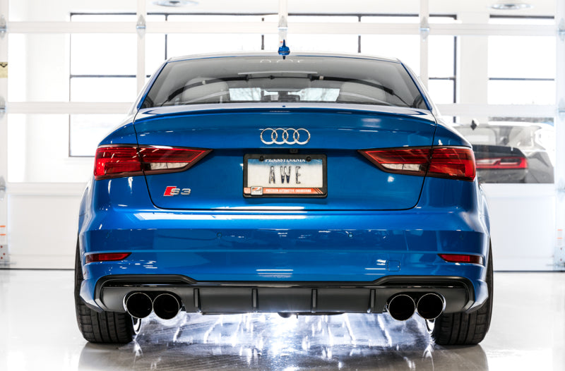 Load image into Gallery viewer, AWE Tuning Audi 8V S3 Track Edition Exhaust w/Chrome Silver Tips 102mm
