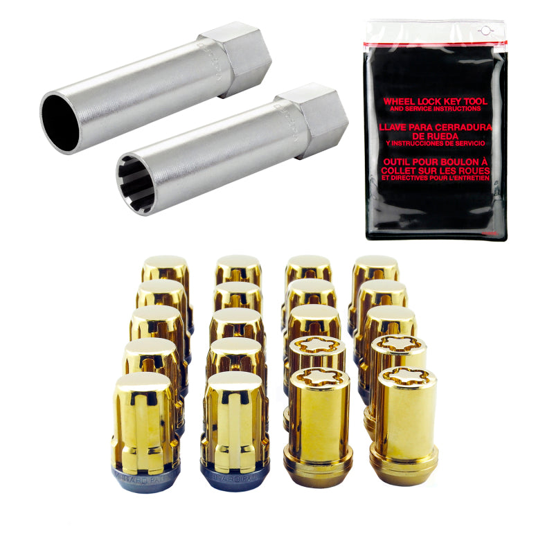 Load image into Gallery viewer, McGard SplineDrive Tuner 5 Lug Install Kit w/Locks &amp; Tool (Cone) M12X1.25 / 13/16 Hex - Gold
