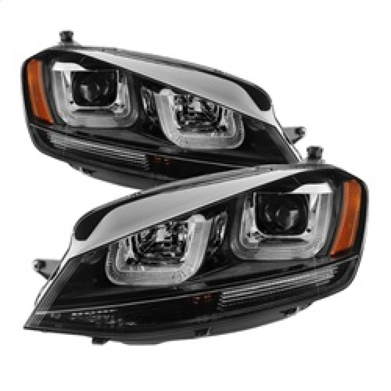 Load image into Gallery viewer, Spyder Volkswagen Golf VII 14-16 Projector Headlights DRL LED Blk Stripe Blk PRO-YD-VG15-BLK-DRL-BK
