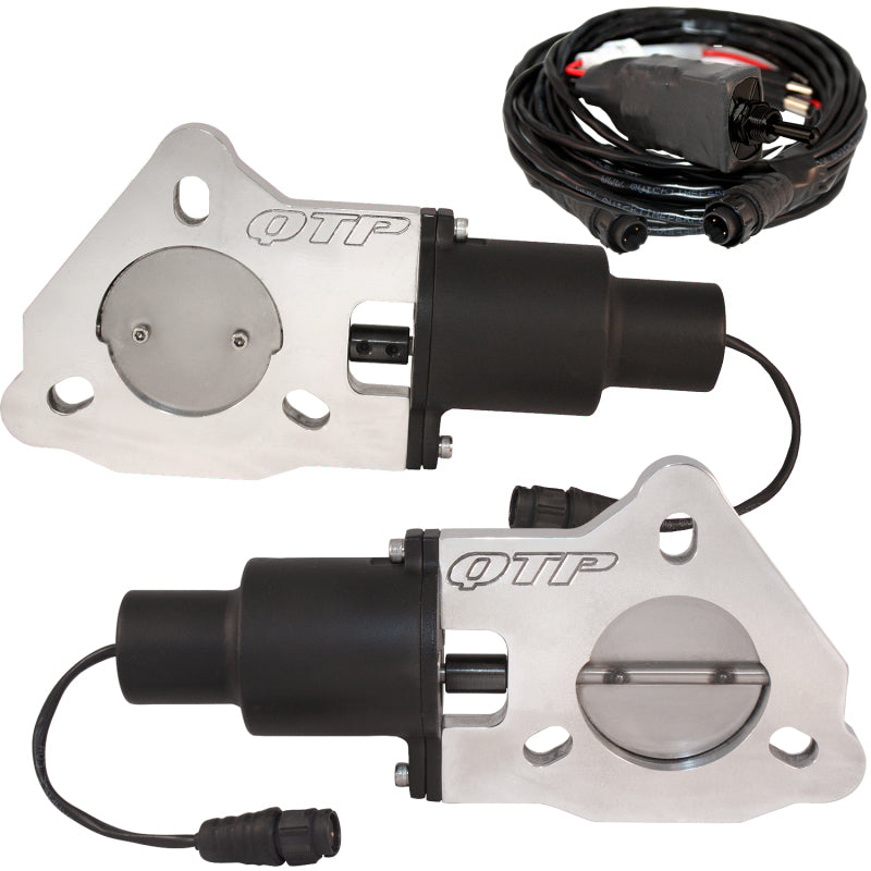 Load image into Gallery viewer, QTP 2.5in Bolt-On QTEC Dual Electric Cutout Valves - Pair
