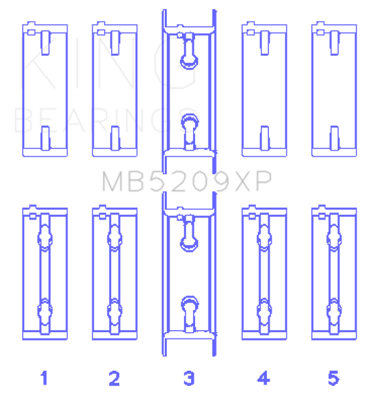 King Mitsubishi 4G63/4G64 7 Bolt 2nd Gen DSM and EVO I-IV (Size STDX) Performance Main Bearing Set