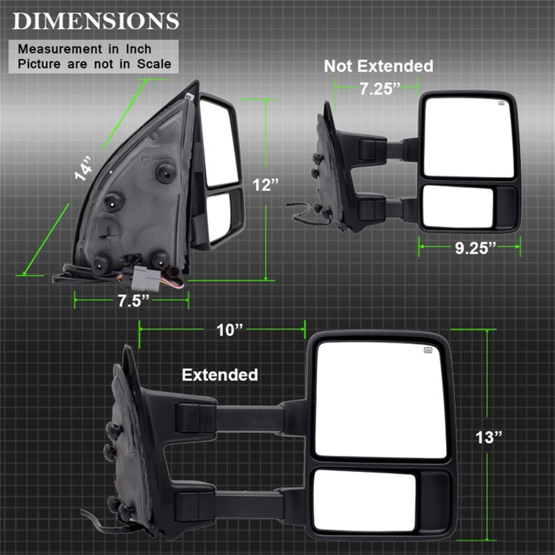 Load image into Gallery viewer, Xtune Pair G2 Ford Superduty 99-07 Heated Amber Signal Telescoping Mirrors MIR-FDSD99S-G2-PW-AM-SET
