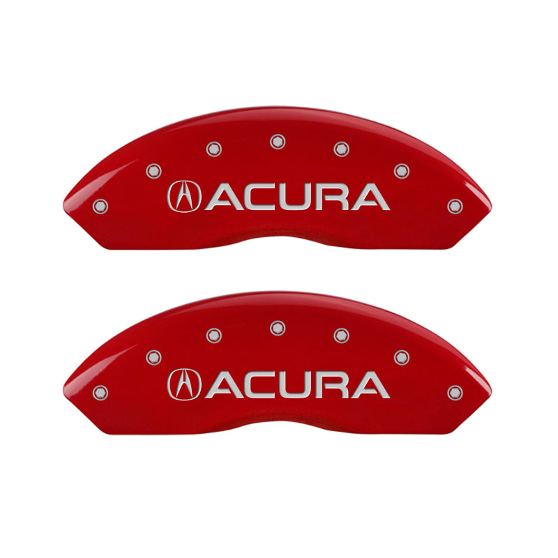 Load image into Gallery viewer, MGP 4 Caliper Covers Engraved Front Acura Engraved Rear TLX Red finish silver ch

