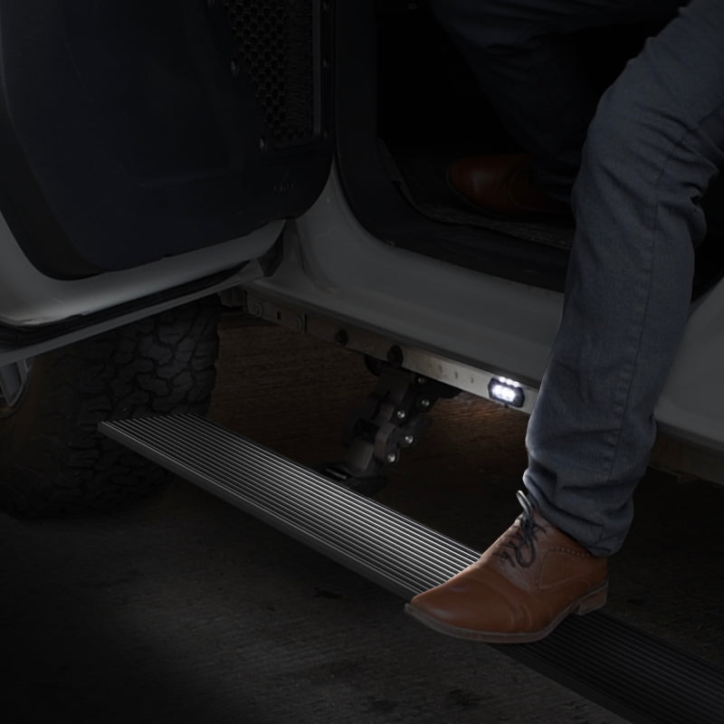 Load image into Gallery viewer, Go Rhino 21-23 Ford Bronco 4dr E-BOARD E1 Electric Running Board Kit (No Drill) - Tex. Blk
