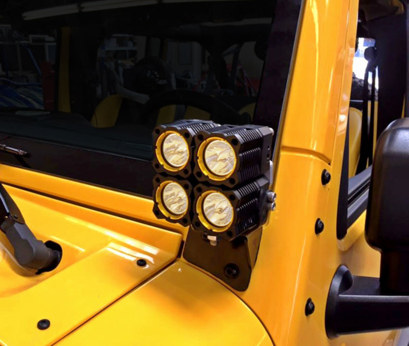 Load image into Gallery viewer, KC HiLiTES 07-18 Jeep JK A-Pillar Windshield Light Mount Bracket Set (Pair) - Black
