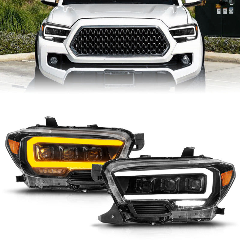 Load image into Gallery viewer, ANZO 16-22 Toyota Tacoma LED Projector Headlights w/ Light Bar Sequential Black Housing w/Initiation
