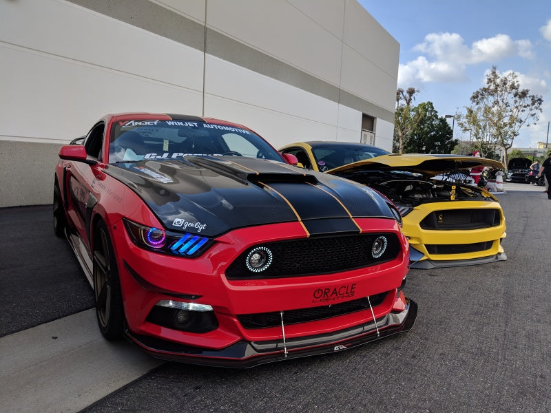 Load image into Gallery viewer, Oracle 15-17 Ford Mustang Dynamic RGB+A Pre-Assembled Headlights - Black Edition - ColorSHIFT
