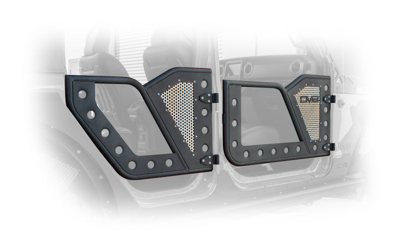 Load image into Gallery viewer, DV8 Offroad Jeep 18+ Wrangler JL / 20+ Gladiator JT Front Rock Doors w/ Perforated Aluminum Mesh

