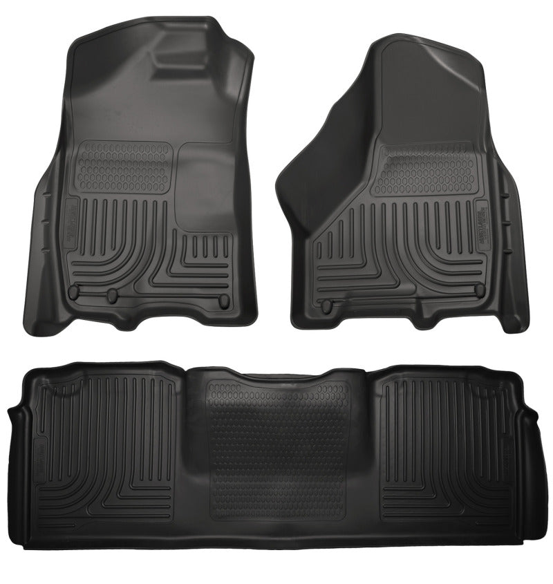 Load image into Gallery viewer, Husky Liners 10-12 Dodge Ram 2500/3500 Mega Cab WeatherBeater Combo Black Floor Liners
