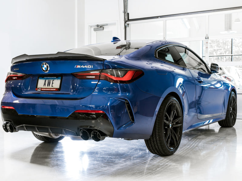 Load image into Gallery viewer, AWE Tuning 2019+ BMW M340i (G20) Resonated Touring Edition Exhaust - Quad Diamond Black Tips
