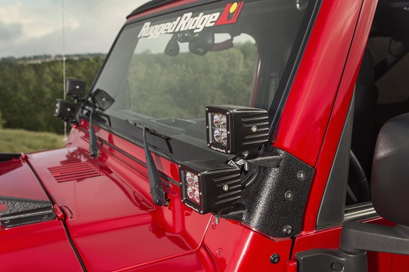 Load image into Gallery viewer, Rugged Ridge 97-06 Jeep Wrangler TJ Textured Black Dual A-Pillar Light Mount
