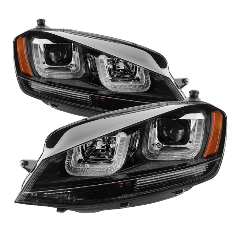 Load image into Gallery viewer, Spyder Volkswagen Golf VII 14-16 Projector Headlights DRL LED Blk Stripe Blk PRO-YD-VG15-BLK-DRL-BK
