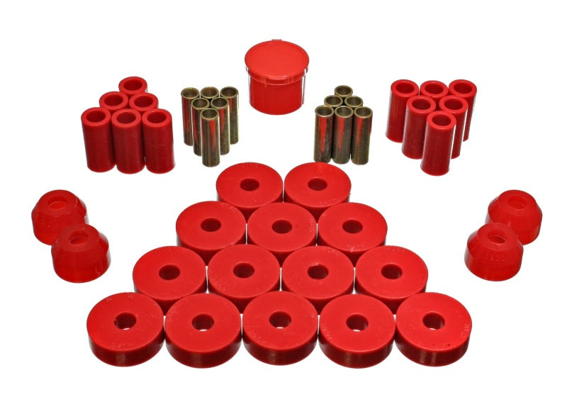 Load image into Gallery viewer, Energy Suspension 55-75 Jeep CJ5/CJ6 Red Hyper-Flex Master Bushing Set
