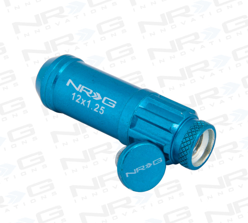 Load image into Gallery viewer, NRG 700 Series M12 X 1.25 Steel Lug Nut w/Dust Cap Cover Set 21 Pc w/Locks &amp; Lock Socket - Blue

