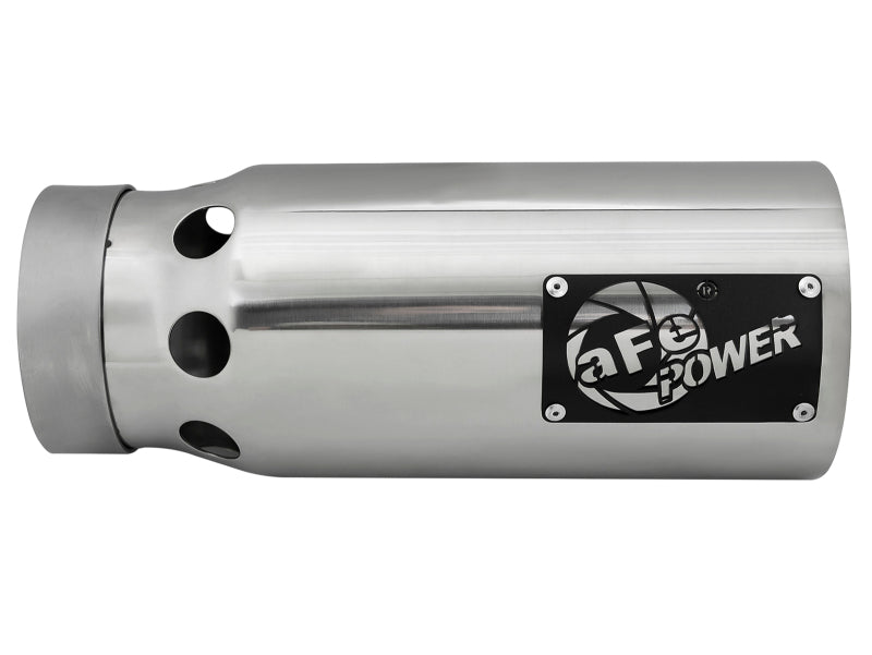 Load image into Gallery viewer, aFe SATURN 4S 4in SS Intercooled Exhaust Tip - Polished 4in In x 5in Out x 12in L Bolt-On

