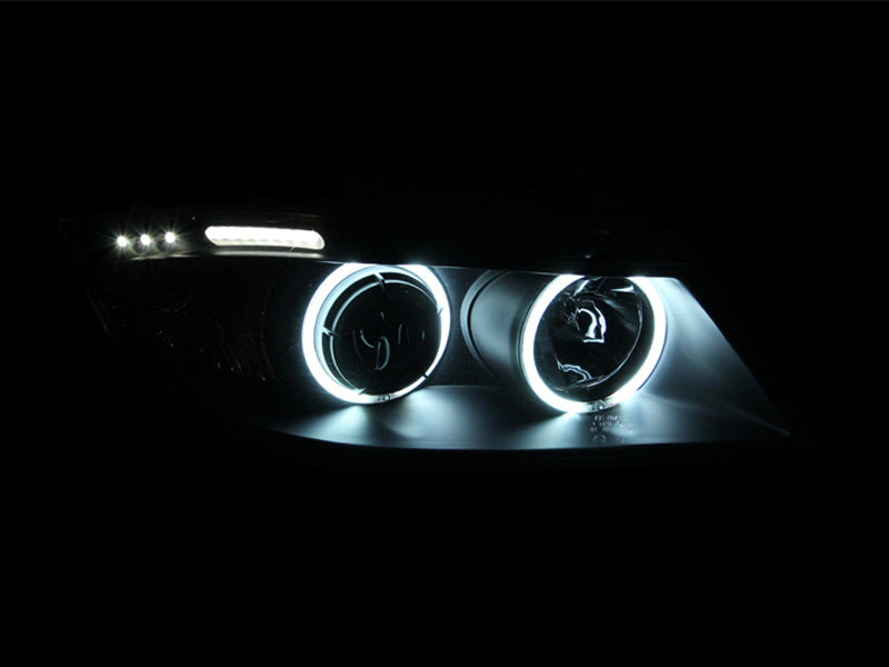 Load image into Gallery viewer, ANZO 2006-2008 BMW 3 Series E90-E91 Projector Headlights w/ Halo w/ LED Bar Black (CCFL)
