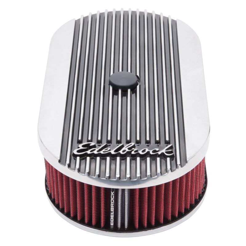 Load image into Gallery viewer, Edelbrock Air Cleaner Elite II Oval Single 4-Bbl Carb 2 5In Red Element Polished

