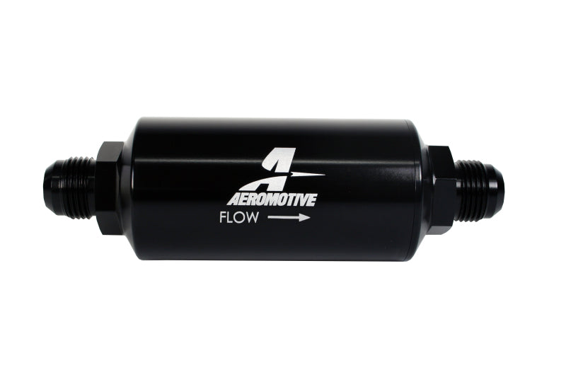 Load image into Gallery viewer, Aeromotive In-Line Filter - AN -10 size Male - 10 Micron Microglass Element - Bright-Dip Black
