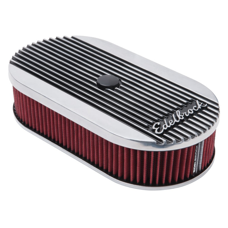 Load image into Gallery viewer, Edelbrock Air Cleaner Elite II Oval Single 4-Bbl Carb 2 5In Red Element Polished
