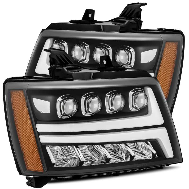 Load image into Gallery viewer, AlphaRex 07-13 Chevy Avalanche NOVA LED Proj Headlights Plank Style Matte Black w/Activ Light/DRL
