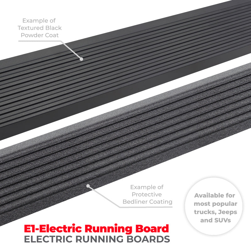 Load image into Gallery viewer, Go Rhino 11-22 Ram 2500/3500 CC 4dr E-BOARD E1 Electric Running Board Kit (No Drill) - Tex. Blk
