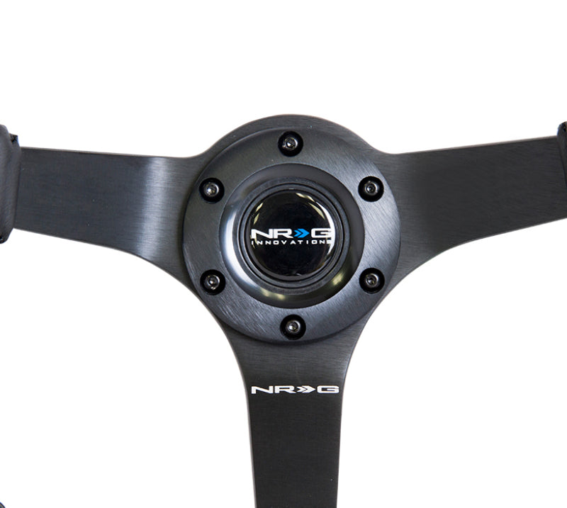 Load image into Gallery viewer, NRG Reinforced Steering Wheel (350mm / 3in. Deep) Bk Leather w/Bk BBall Stitch (Odi Bakchis Edition)

