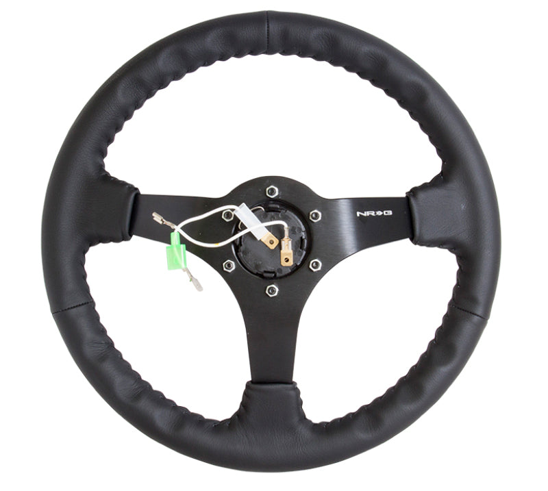 Load image into Gallery viewer, NRG Reinforced Steering Wheel (350mm / 3in. Deep) Bk Leather w/Bk BBall Stitch (Odi Bakchis Edition)
