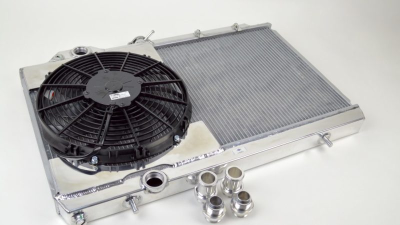 Load image into Gallery viewer, CSF 96-07 Mitsubishi Evo 4/5/6/7/8/9 Full-Slim Radiator w/12in Fan &amp; Shroud/-16AN &amp; Slip On Fitting
