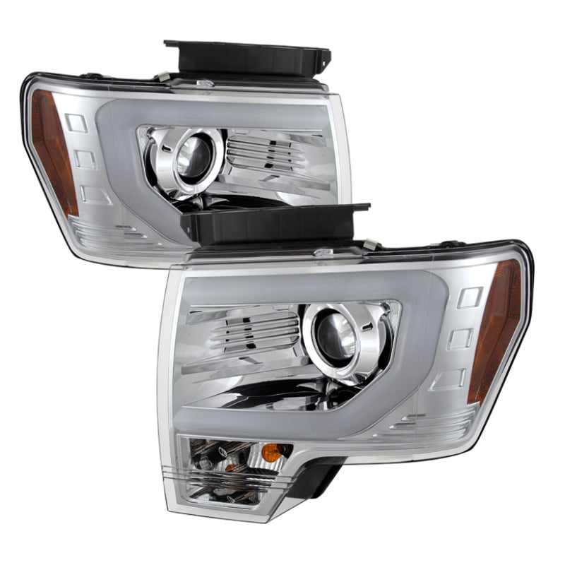 Load image into Gallery viewer, Spyder Ford F150 13-14 Projector Fctry Xenon Model- Light Bar DRL Chrm PRO-YD-FF15013-LBDRL-HID-C
