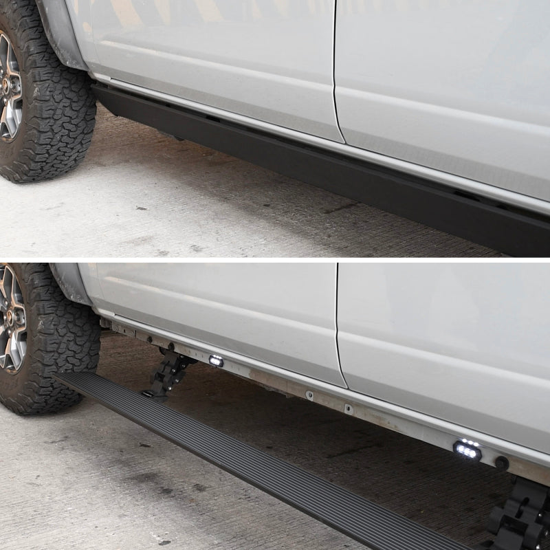 Load image into Gallery viewer, Go Rhino 11-22 Ram 2500/3500 CC 4dr E-BOARD E1 Electric Running Board Kit (No Drill) - Tex. Blk
