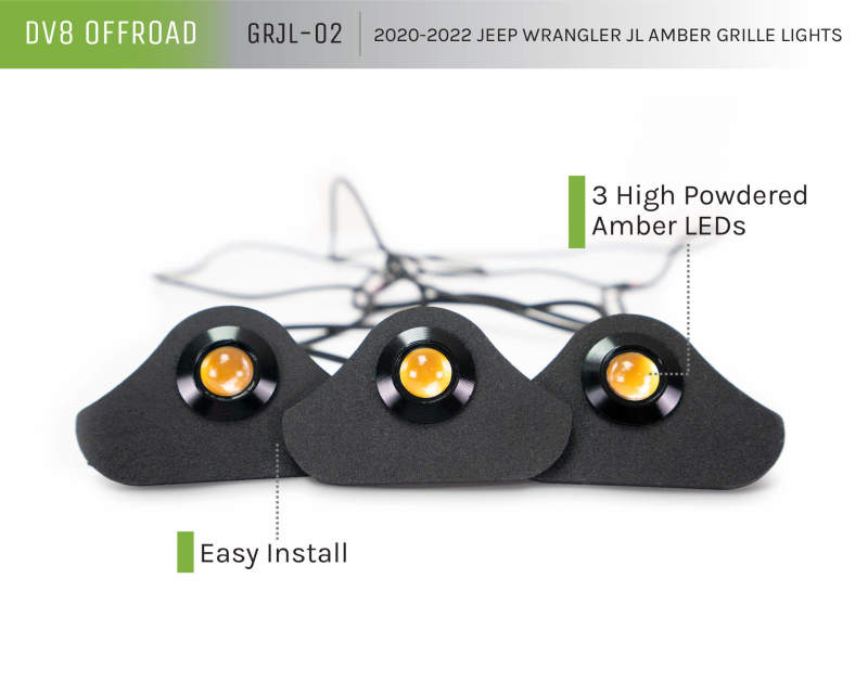 Load image into Gallery viewer, DV8 Offroad 2018+ Jeep JL Grill Amber Marker Lights
