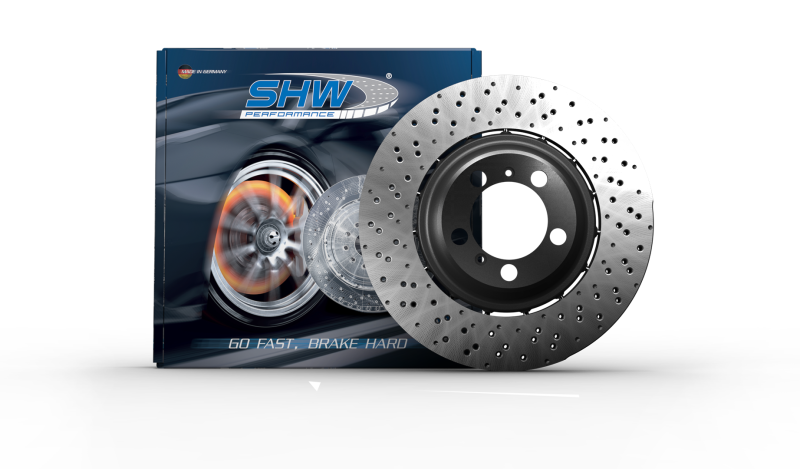 Load image into Gallery viewer, SHW 18-19 Porsche 911 Carrera 4 GTS w/o Ceramics Right Frt Drill-Dimp LW Brake Rotor (9P1615302)
