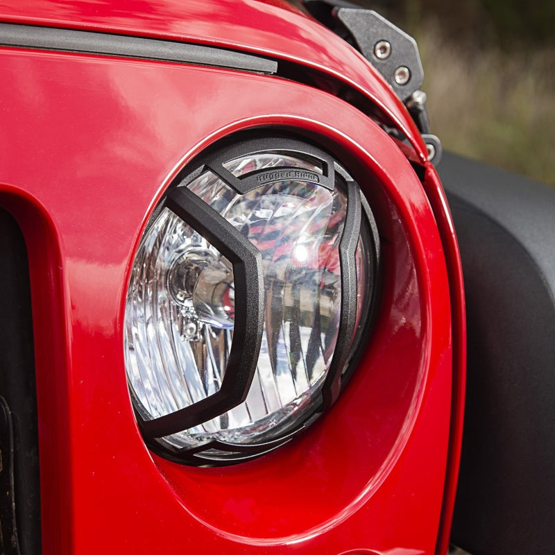 Load image into Gallery viewer, Rugged Ridge 07-18 Jeep Wrangler JK/JKU Textured Black Elite Headlight Euro Guards
