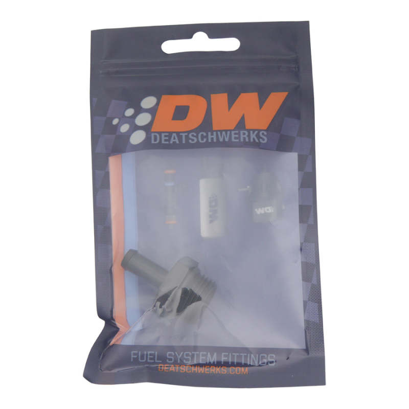 Load image into Gallery viewer, DeatschWerks 8AN ORB Male to 5/16in Male Barb Fitting (Incl O-Ring) - Anodized Matte Black
