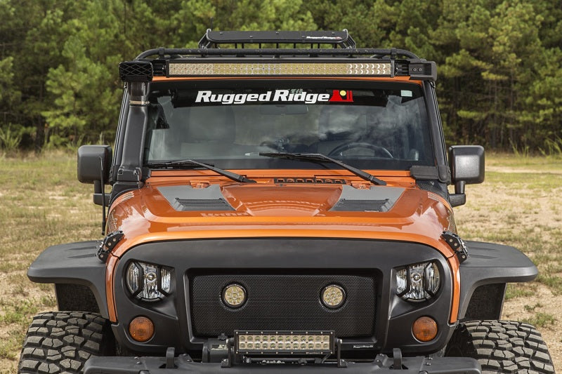 Load image into Gallery viewer, Rugged Ridge 07-18 Jeep Wrangler JK Elite Fast Track Windshield Light Bar Mount w/ Crossbar
