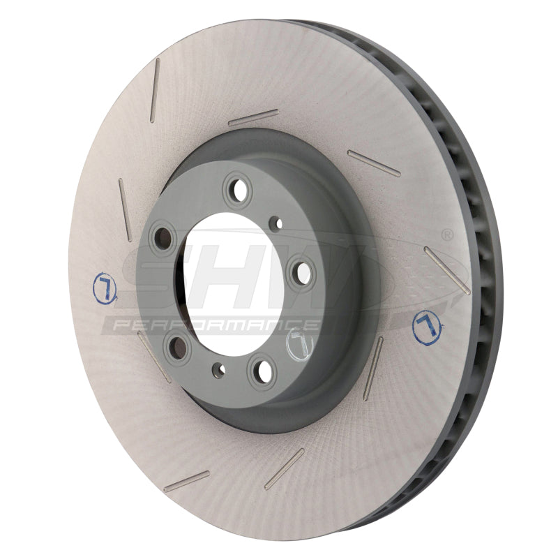 Load image into Gallery viewer, SHW 11-16 Porsche Panamera 4 3.6L w/o Ceramics Left Front Slotted Monobloc Brake Rotor (298615301B)
