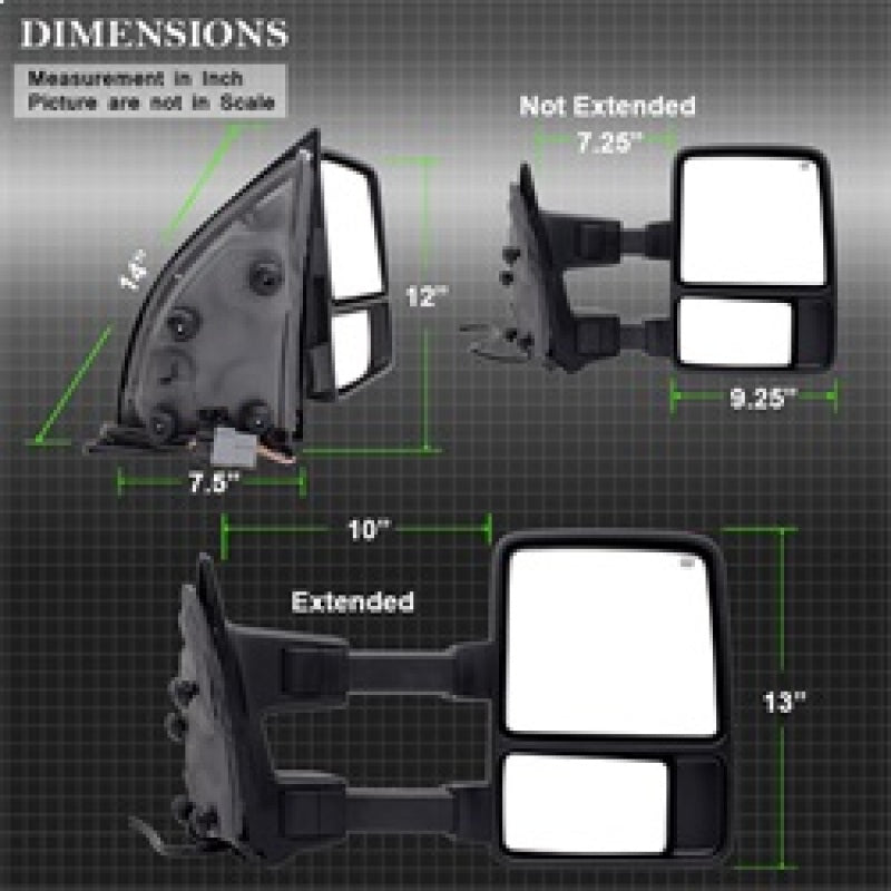 Load image into Gallery viewer, Xtune Pair G2 Ford Superduty 99-07 Heated Amber Signal Telescoping Mirrors MIR-FDSD99S-G2-PW-AM-SET
